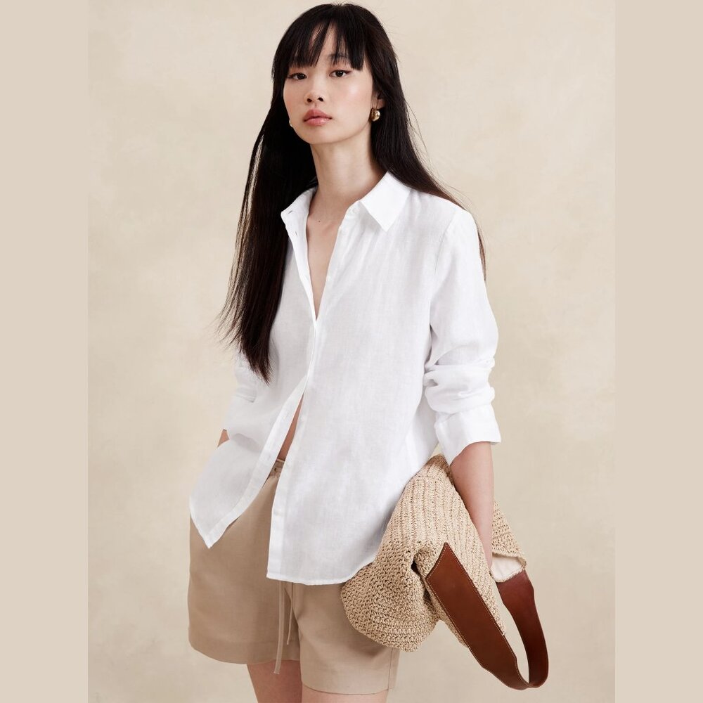 Banana Republic The Perfect Linen Shirt White
